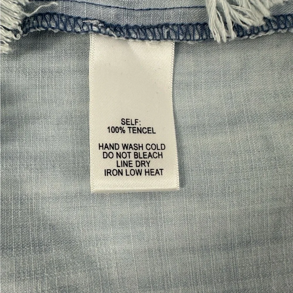 LULUS Women’s Light Blue Denim Lace Up Shift Dress Sz S